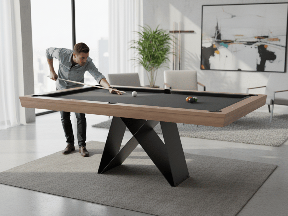 Table billard convertible en table à manger hêtre – Design 3 en 1