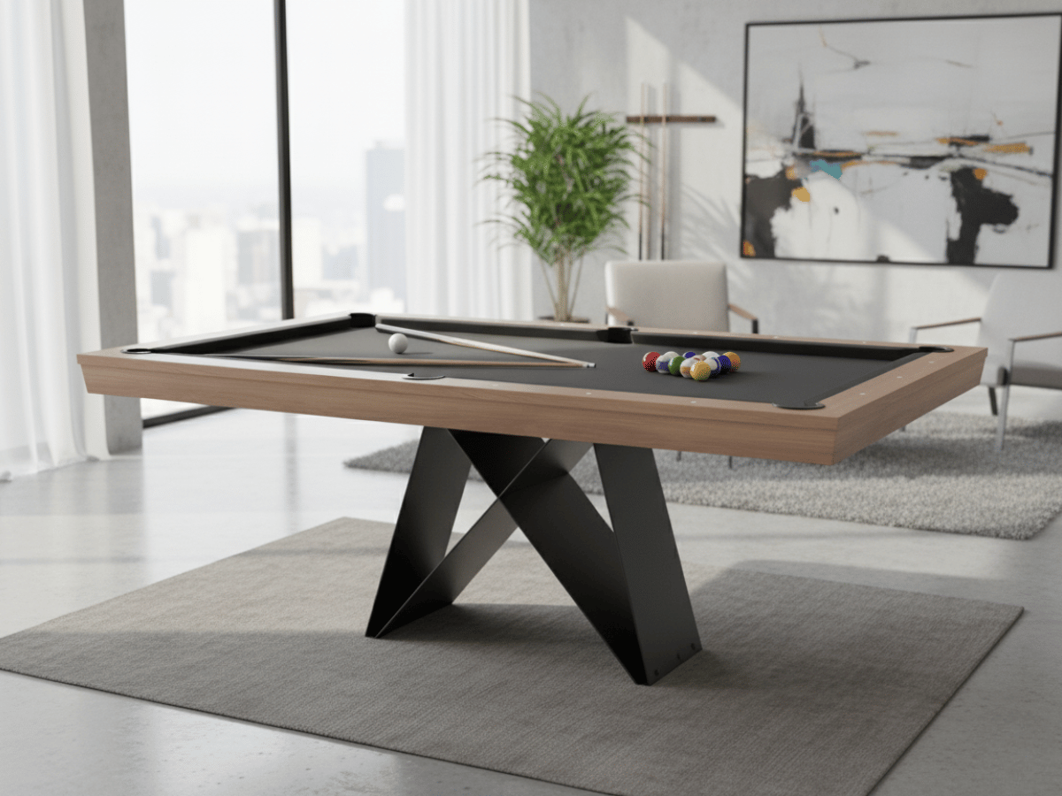 Table billard convertible en table à manger hêtre – Design 3 en 1